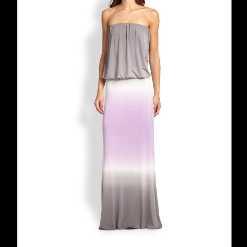 Young Fabulous & Broke Sydney Strapless Ombre Maxi Dress S Purple Gray Jersey